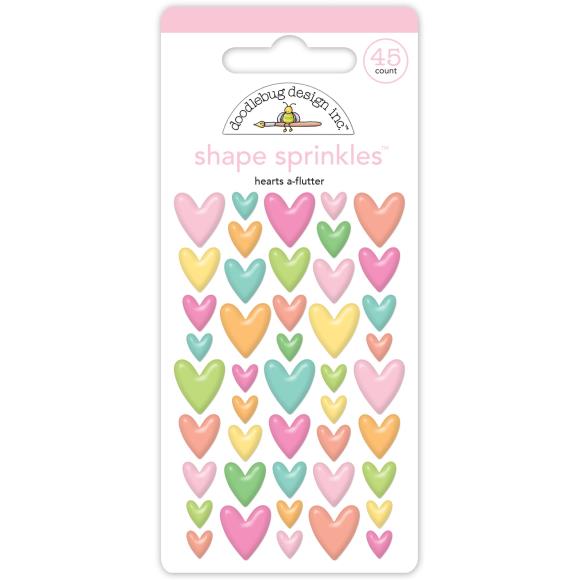 Doodlebug Design - Butterfly Kisses Hearts A-Flutter Shape Sprinkles