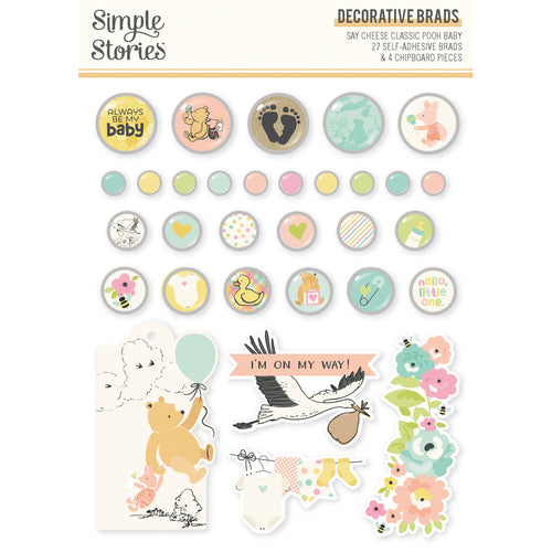 Simple Stories - Classic Pooh Babys Decorative Brads