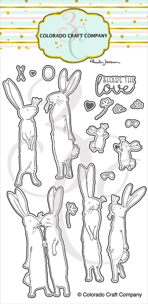 Colorado Craft Company - Share The Love Rabbits Metal Die Set