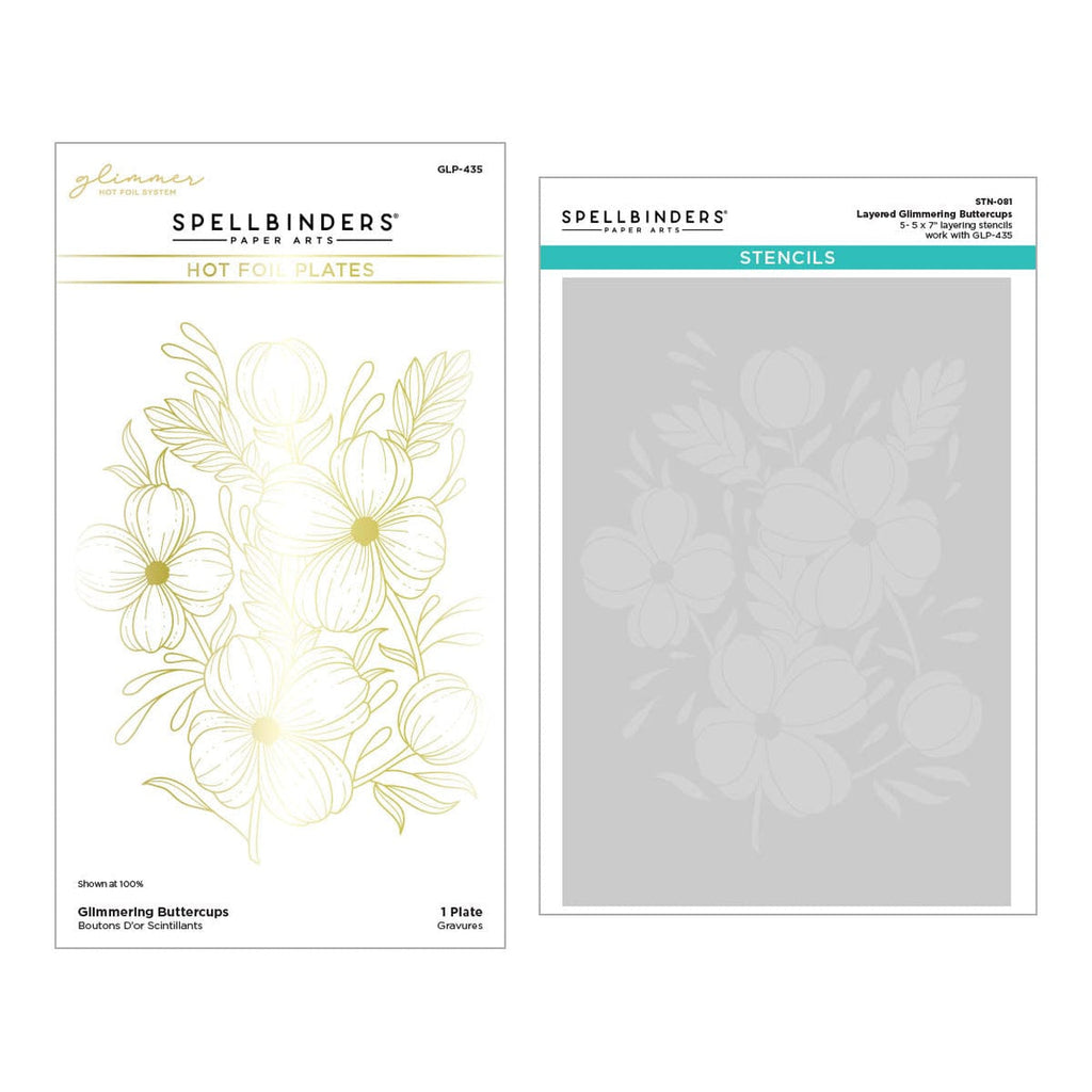 Spellbinders - Glimmering Buttercups Glimmer Hot Foil Plate and Stencil Bundle