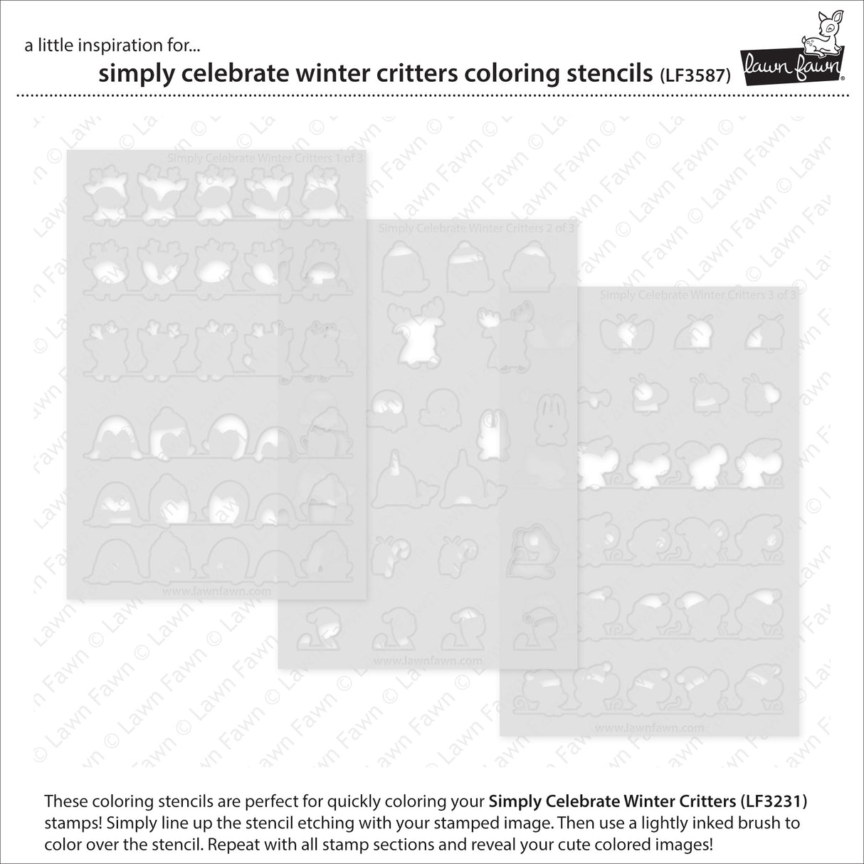 Lawn Fawn - Simply Celebrate Winter Critters Coloring Stencils