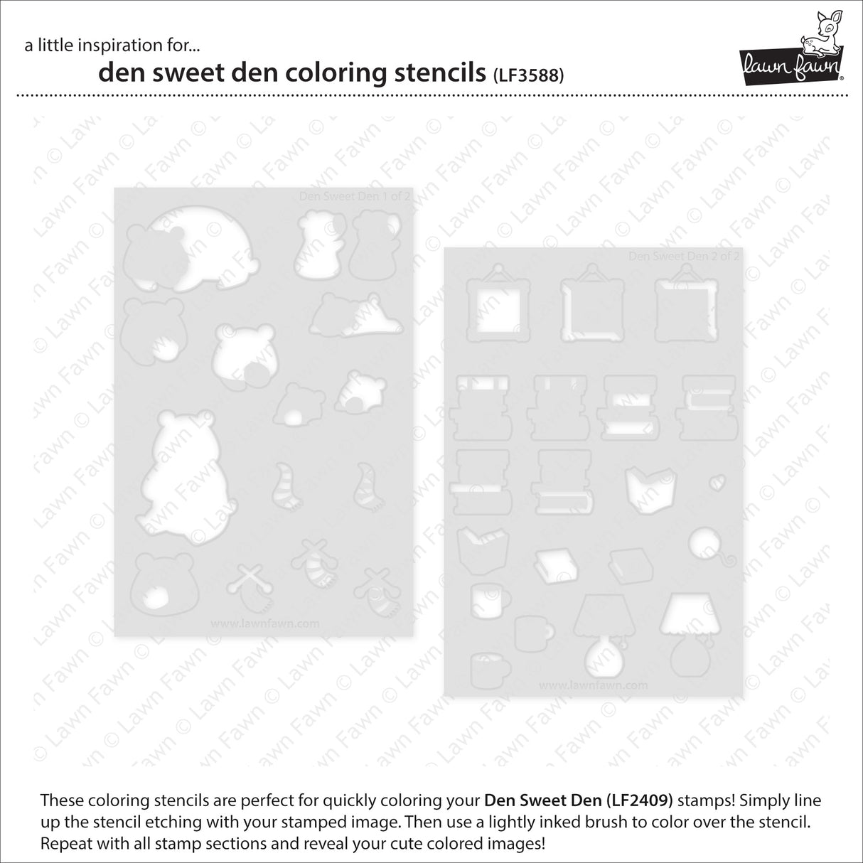Lawn Fawn - Den Sweet Den Coloring Stencils