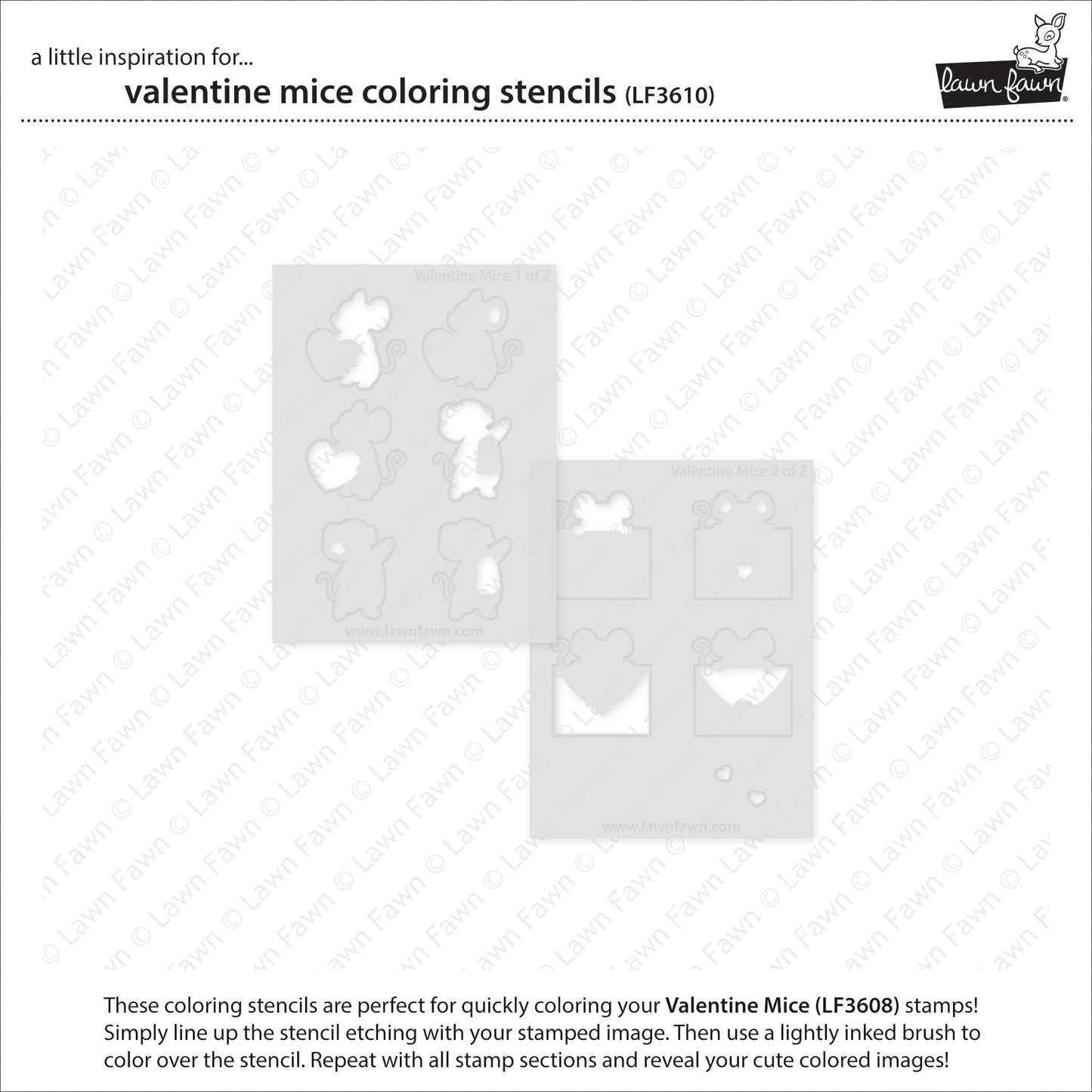 Lawn Fawn - Valentine Mice Coloring Stencils