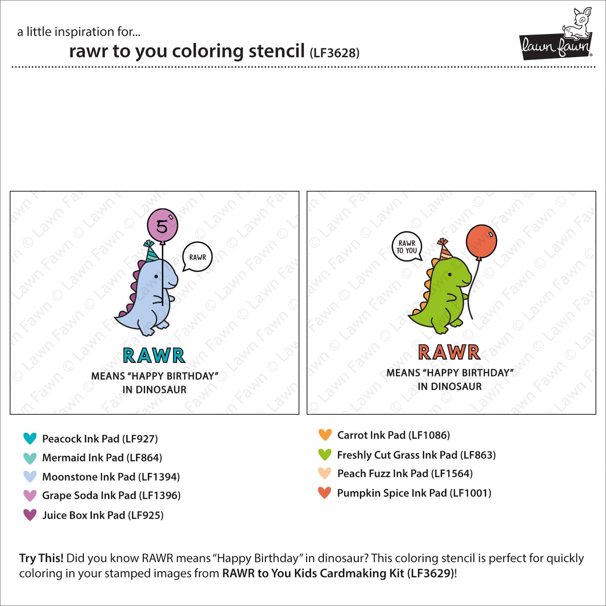 Lawn Fawn - Rawr To You Coloring Stencil