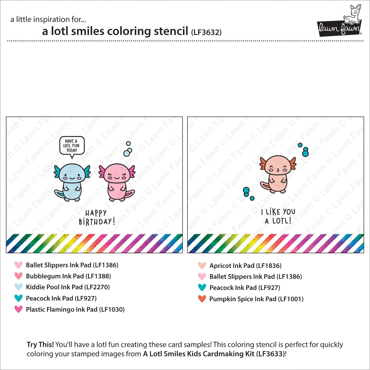 Lawn Fawn - A Lotl Smiles Coloring Stencil
