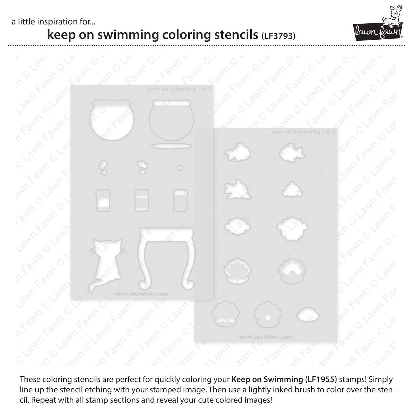 Lawn Fawn - Keep On Swimming Coloring Stencils