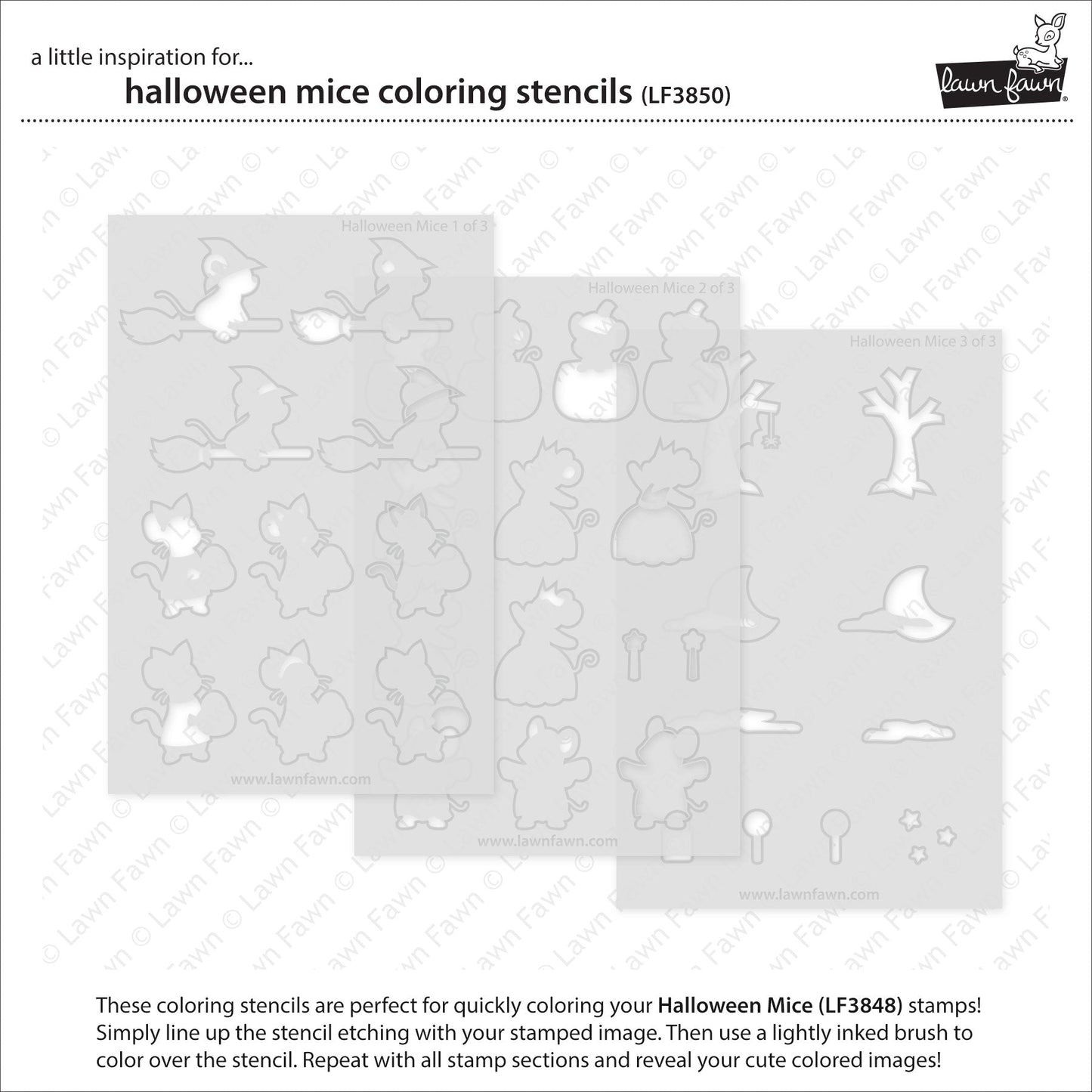 Lawn Fawn - Halloween Mice Coloring Stencils