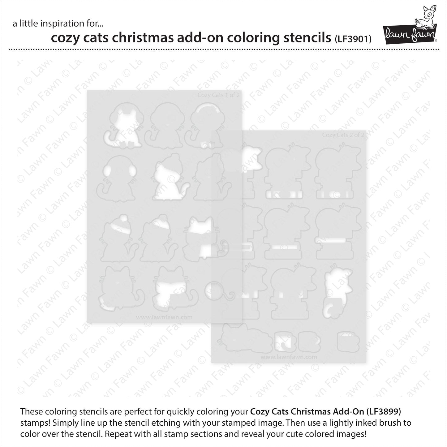 Lawn Fawn - Cozy Cats Christmas Add-On Coloring Stencils