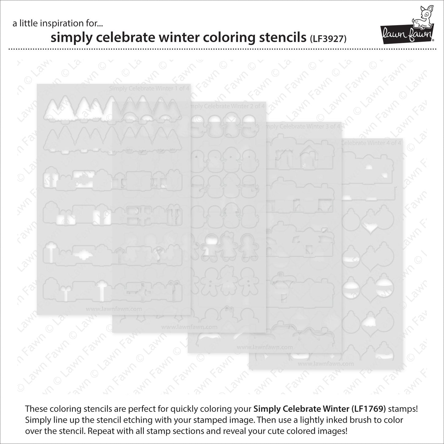 Lawn Fawn - Simply Celebrate Winter Coloring Stencils