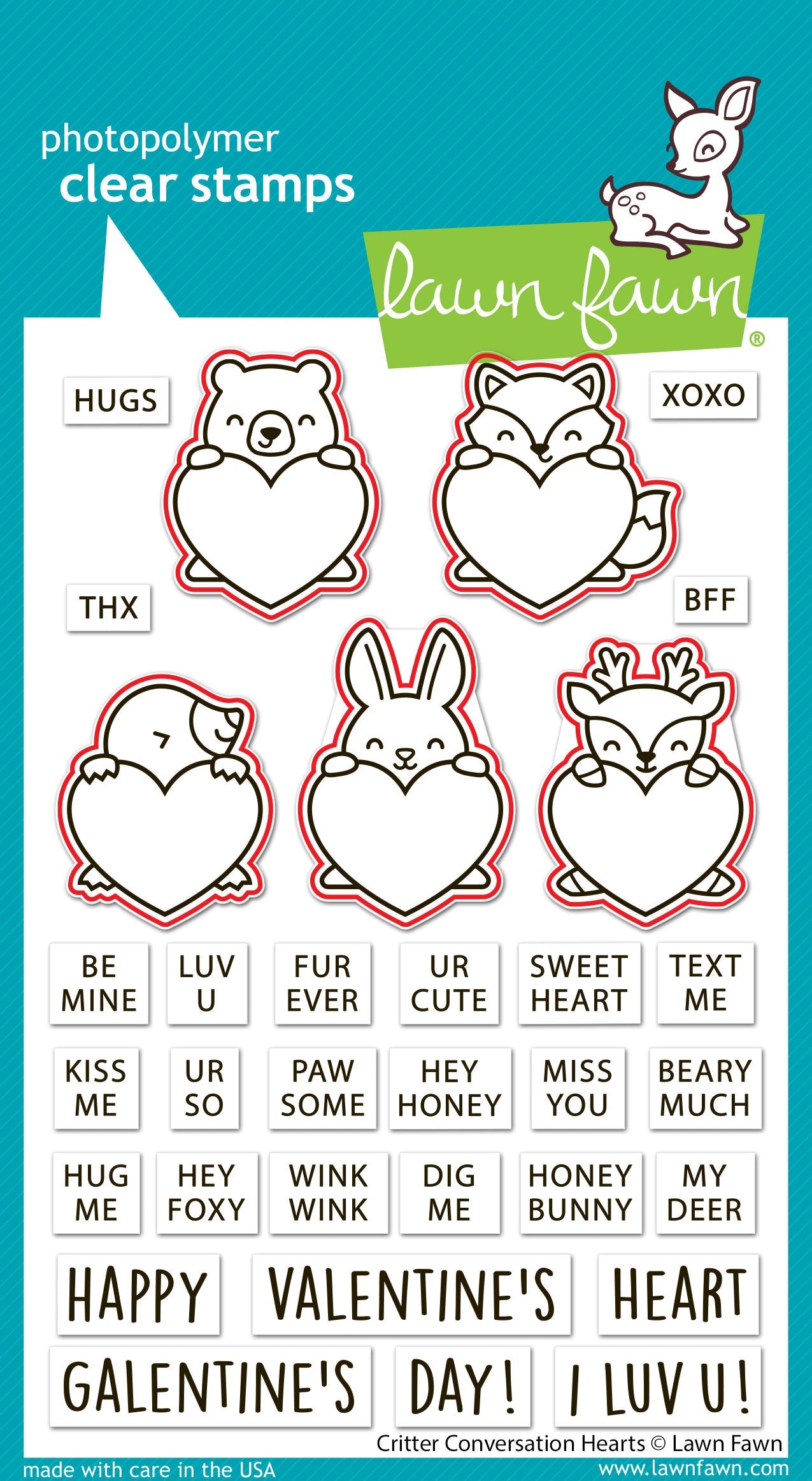 Lawn Fawn - Critter Conversation Hearts Lawn Cuts