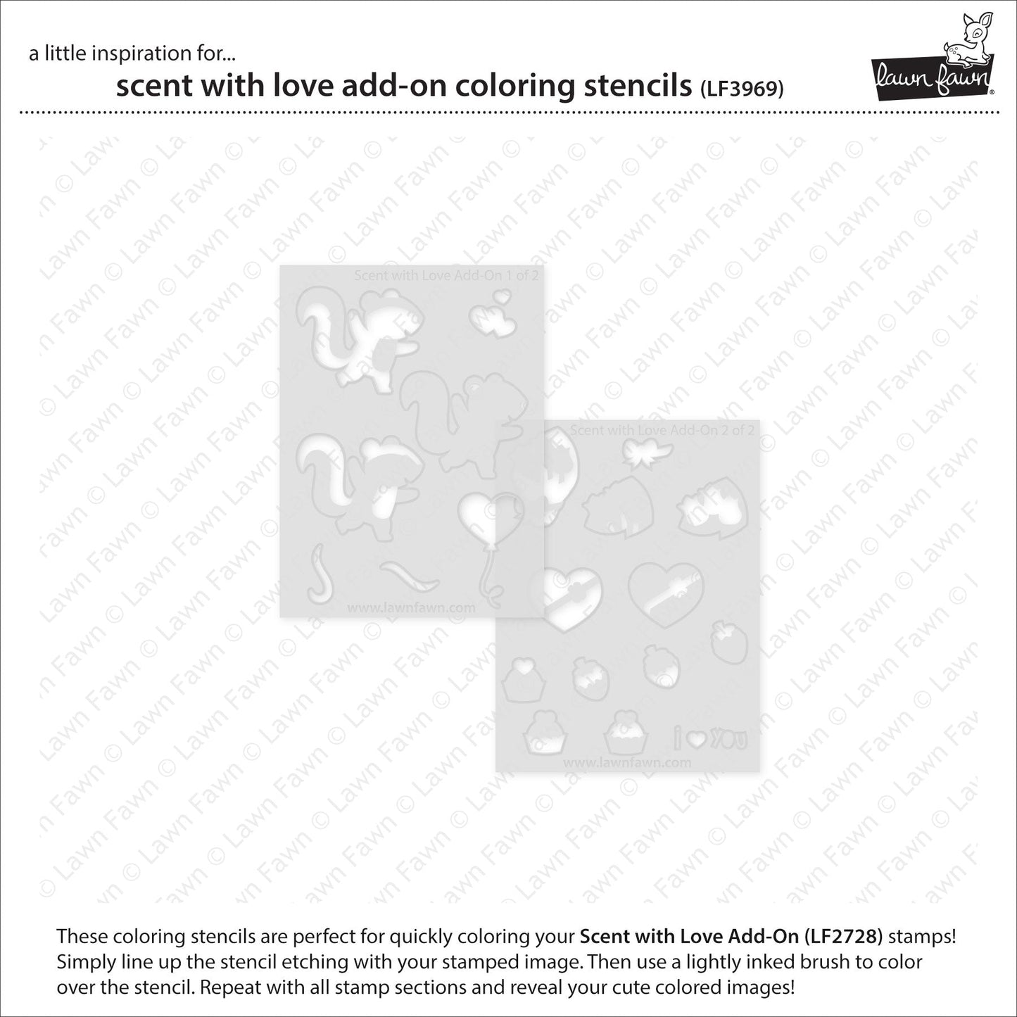 Lawn Fawn - Scent With Love Add-On Coloring Stencils