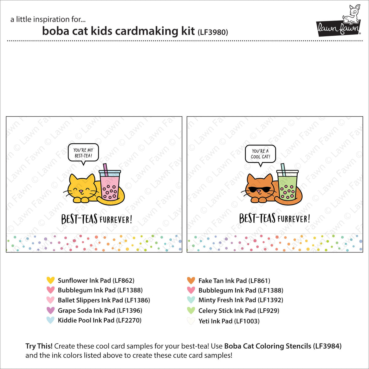 Lawn Fawn - Boba Cat Kids Cardmaking Kit
