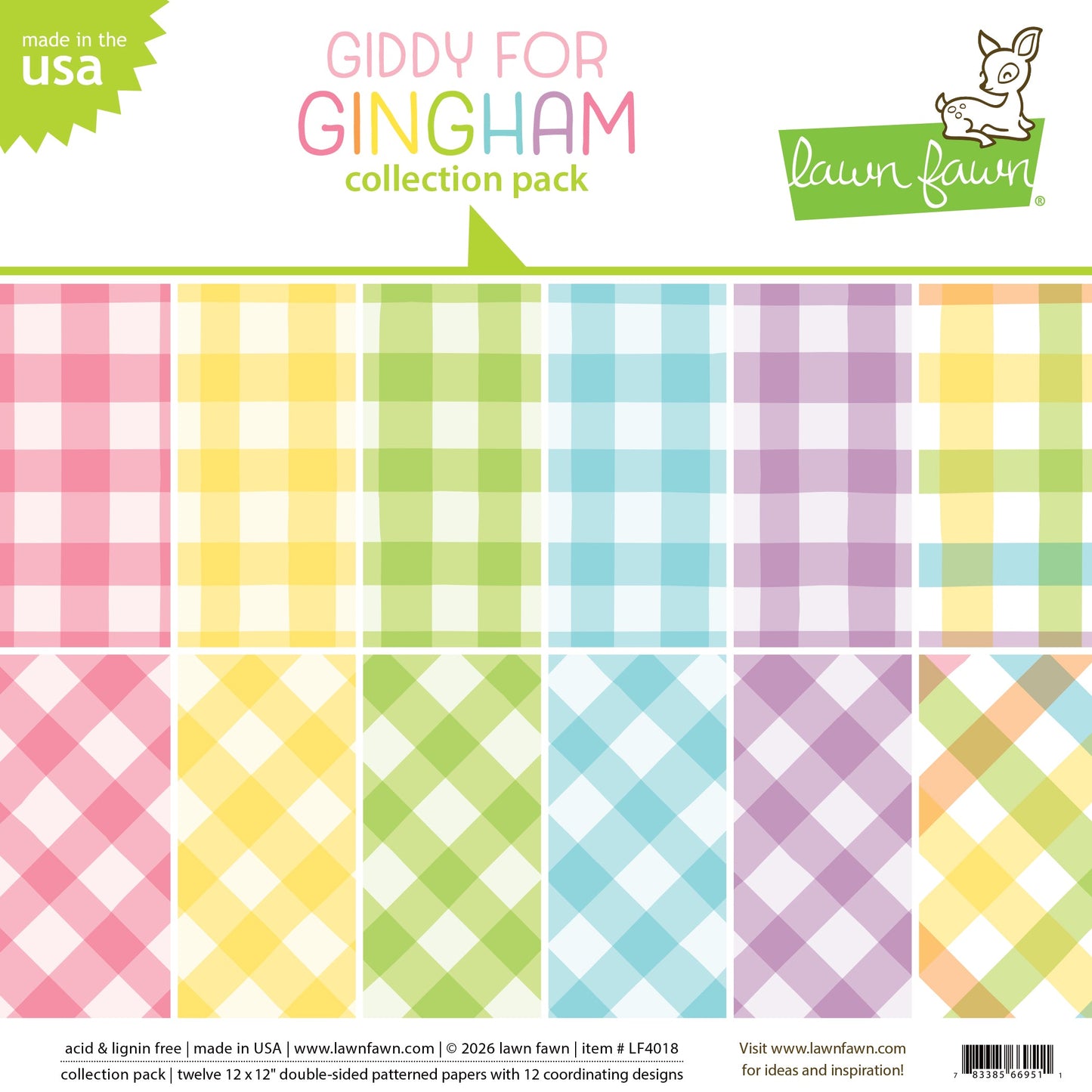Lawn Fawn - Giddy For Gingham Collection Pack 12x12"