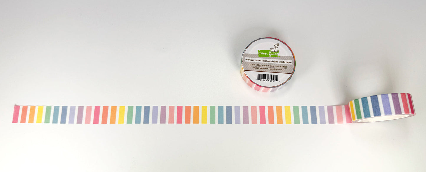 Lawn Fawn - Vertical Pastel Rainbow Stripes Washi Tape