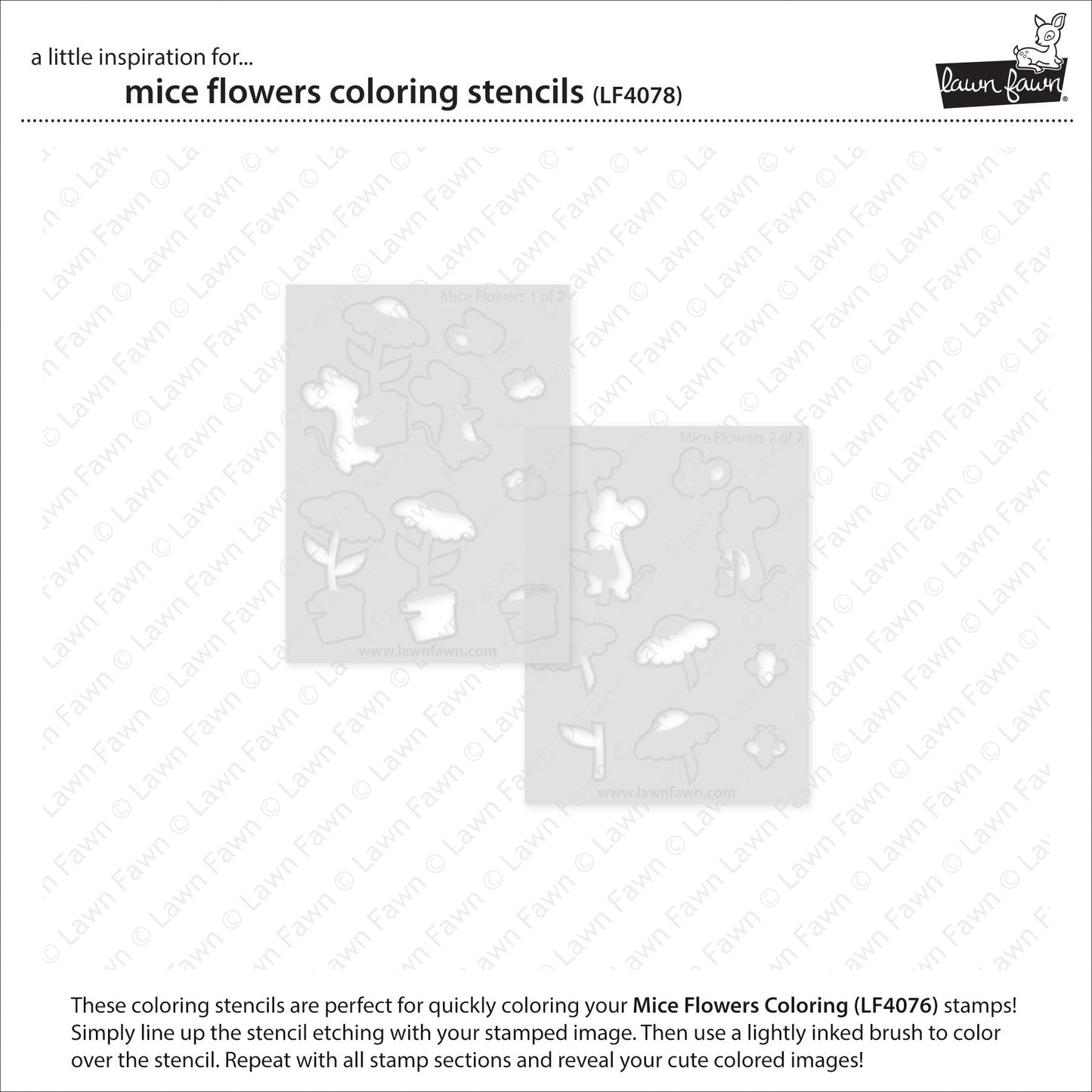 Lawn Fawn - Mice Flowers Coloring Stencils