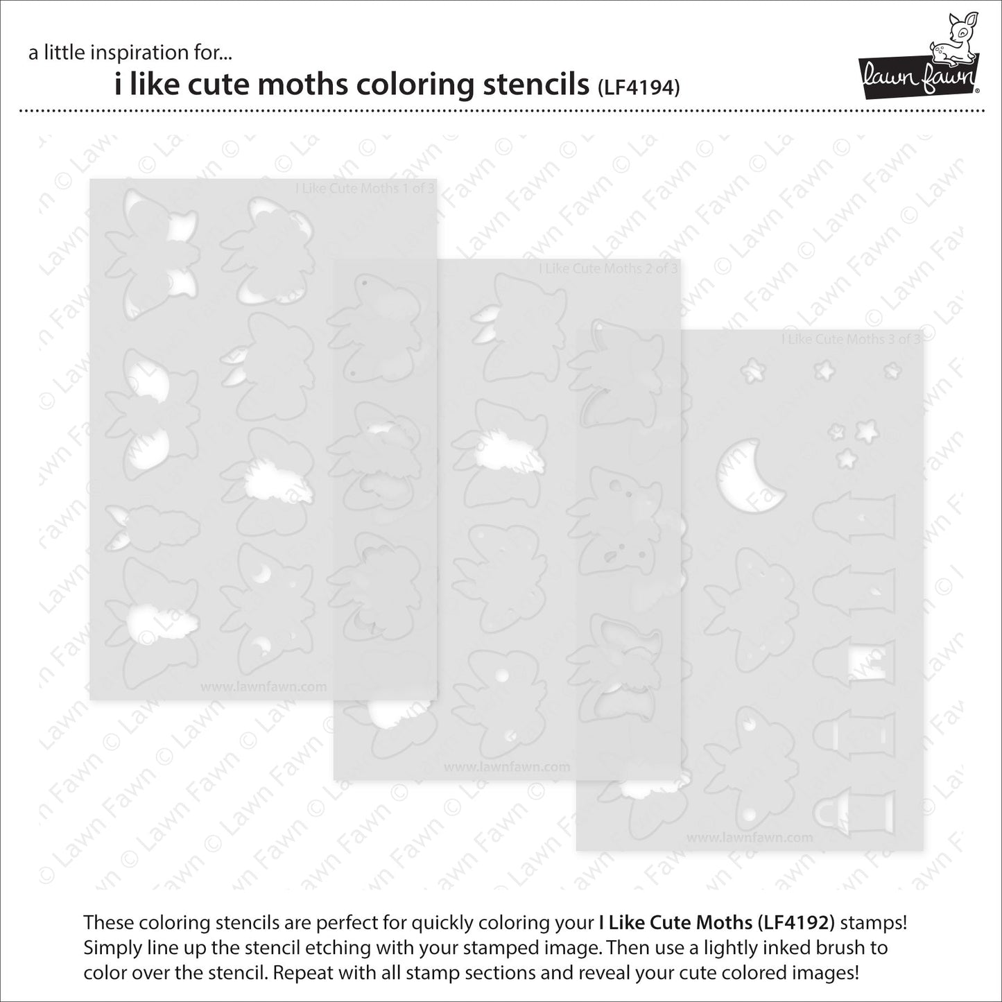 Lawn Fawn - I Like Cute Moths Coloring Stencils