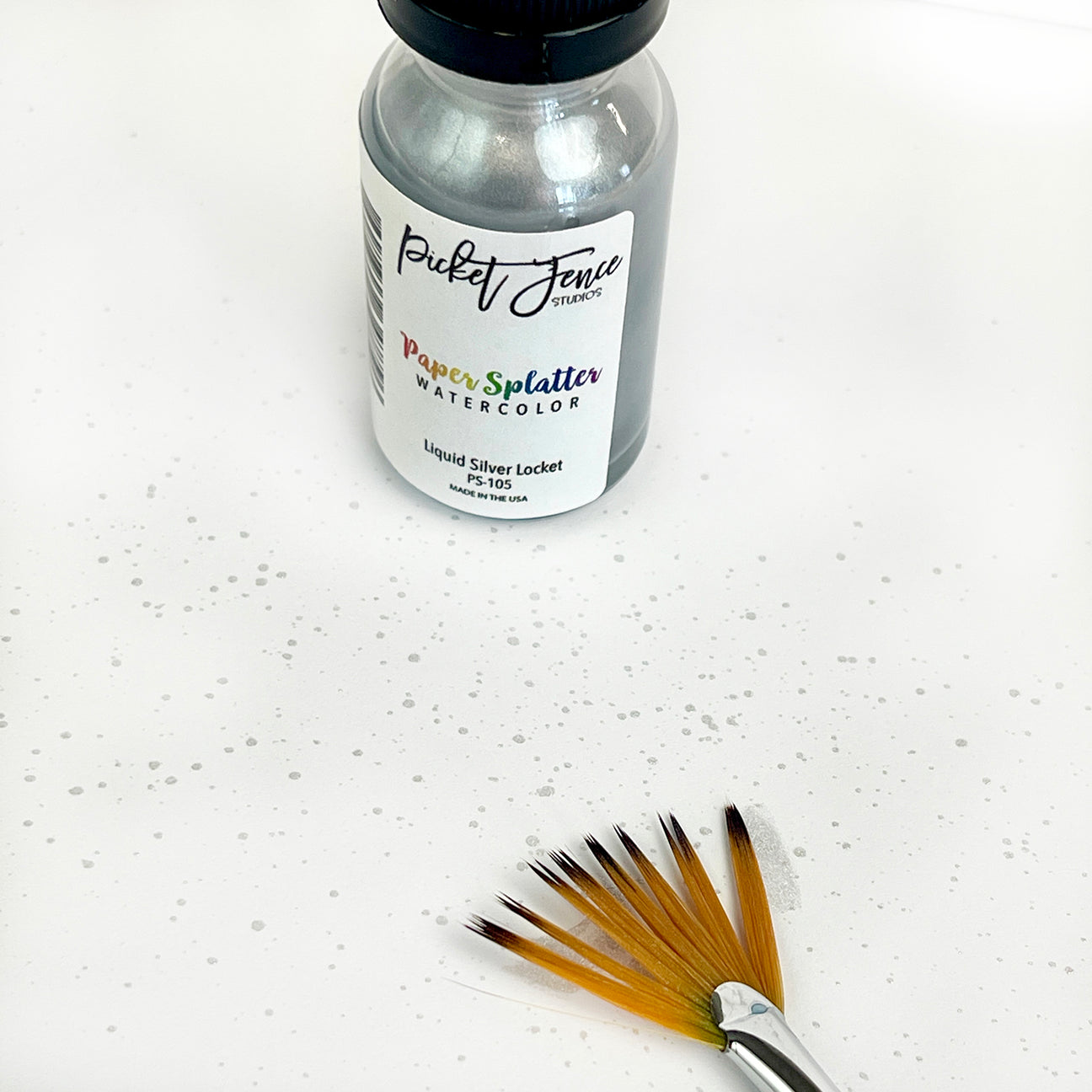 Picket Fence Studios - Paper Splatter Watercolor Liquid Silver Locket
