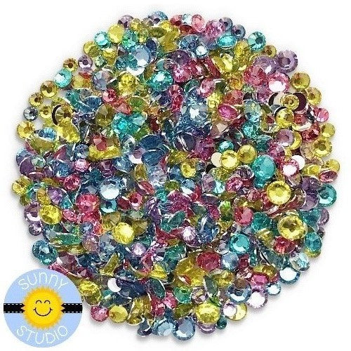 Sunny Studio Stamps Pastel Jewels Mix Loose Flat Back Rhinestones Crystals Assortment 3mm 4mm & 5mm for Cards and Paper Crafts