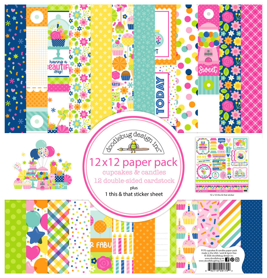 Doodlebug Design Cupcakes & Candles 12x12 Inch Paper Pack (9170)