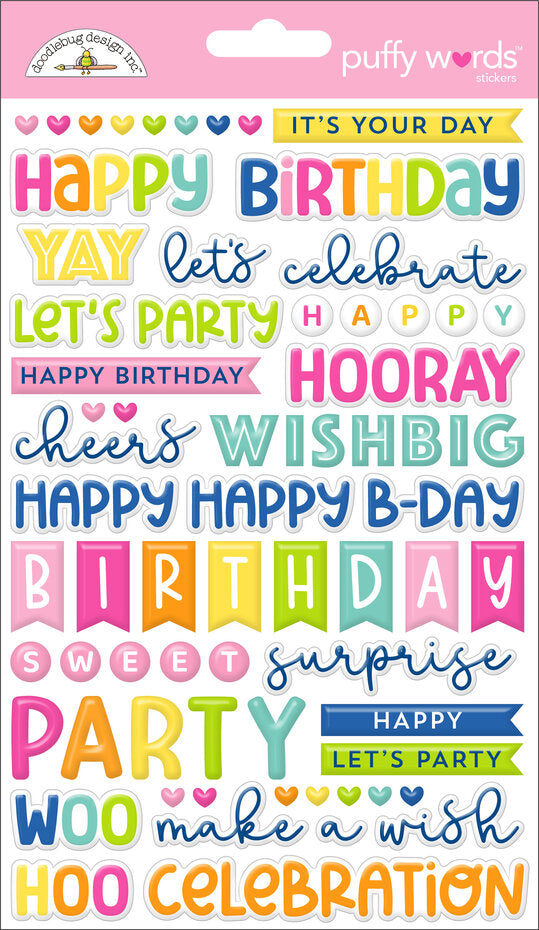 Doodlebug Design Cupcakes & Candles Puffy Words Stickers (9140)