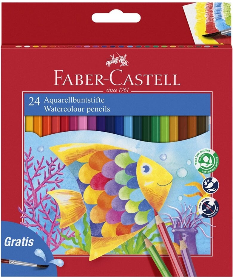 Faber-Castell - Kids Watercolor Pencil Set with Sharpener & Brush (24pcs)