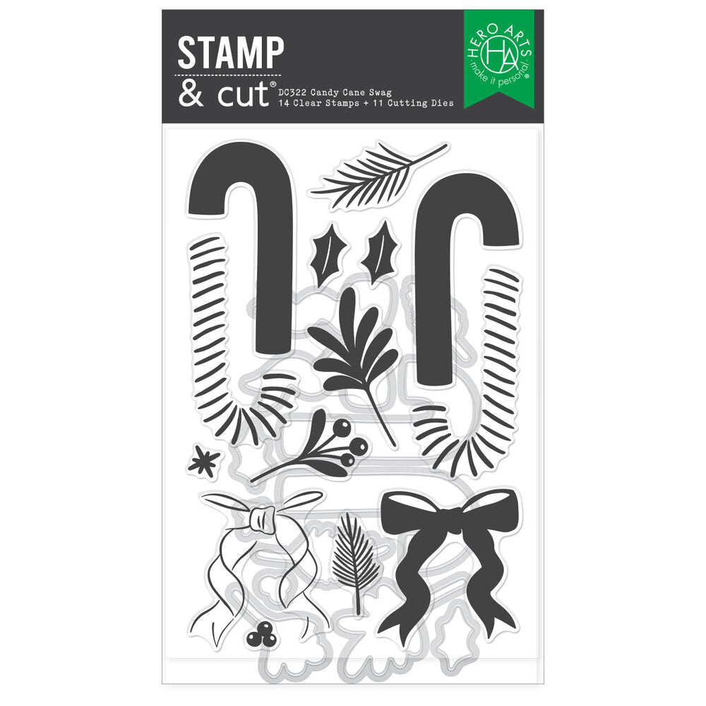 Hero Arts - Candy Cane Season Candy Cane Swag Stamp & Cut