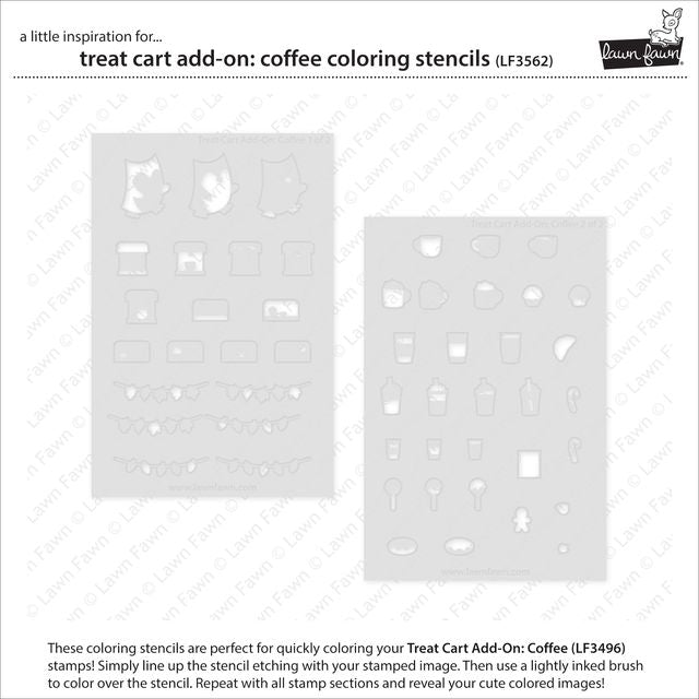 Lawn Fawn - Treat Cart Add-On: Coffee Coloring Stencils