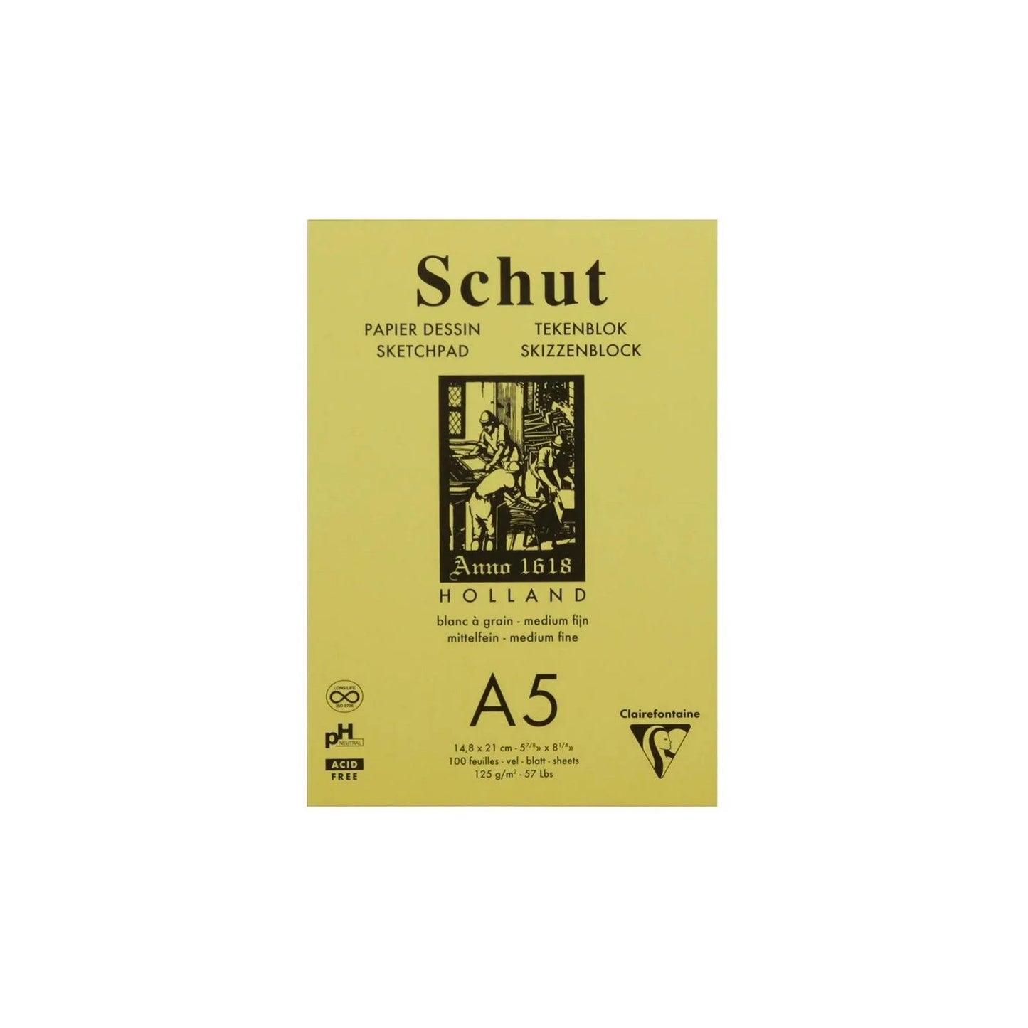 Clairefontaine - Schut Paper Pad Fine Texture White A5