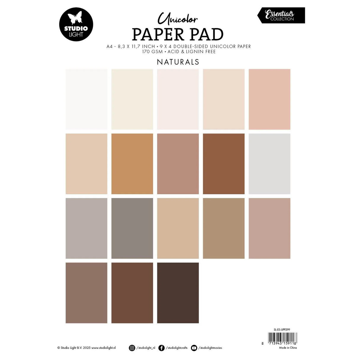 Studio Light - Unicolor A4 Paper Pad Naturels Tones