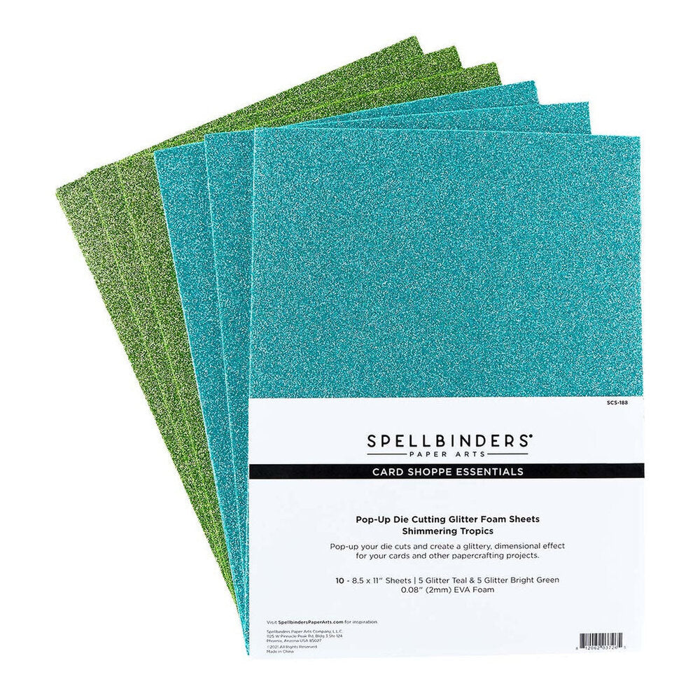Spellbinders - Pop-Up Die Cutting Glitter Foam Sheets Shimmering Tropics (10pk)