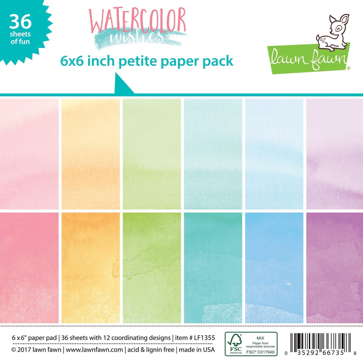 Lawn Fawn - Watercolor Wishes - Petite Paper Pack 6x6"