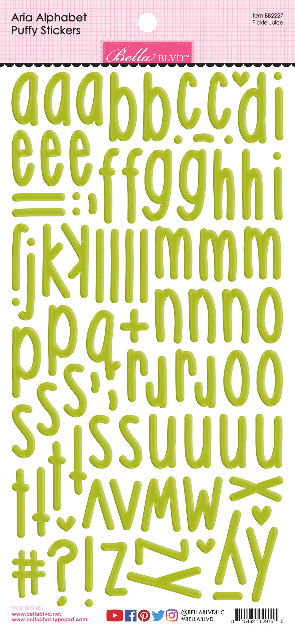Bella BLVD - Pickle Juice Aria Alpha Puffy Stickers