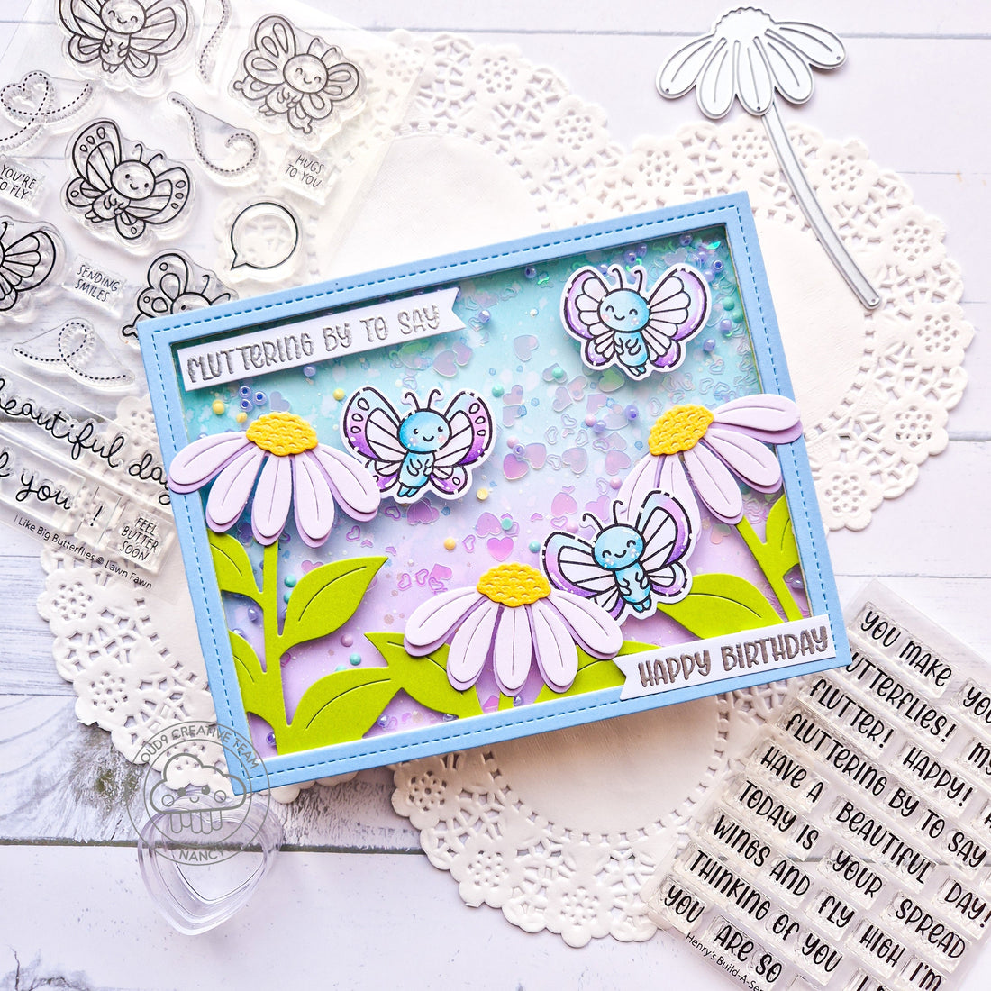 Birthday Card feat. Lawn Fawn Henry's Build-A-Sentiment: Butterfly