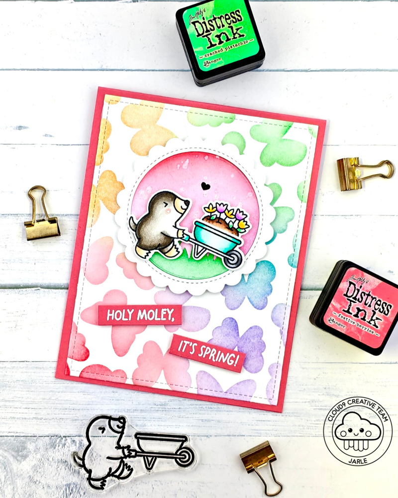 Spring Card feat. Lawn Fawn Butterfly Background Stencils