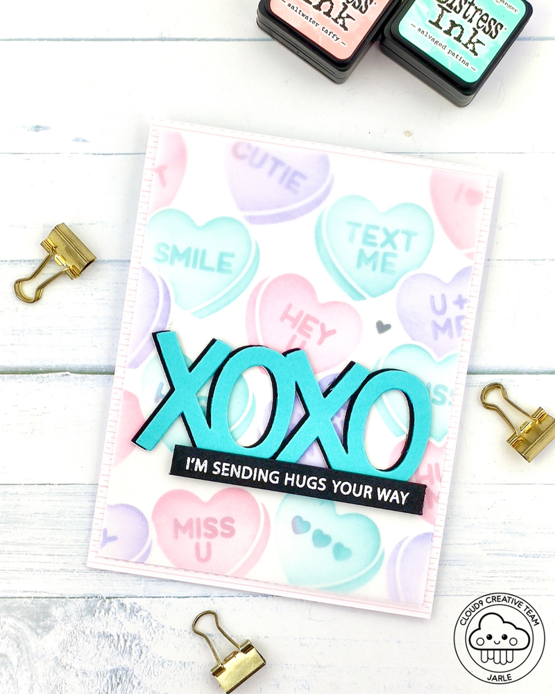 Friendship Card feat. Lawn Fawn Candy Hearts Stencils