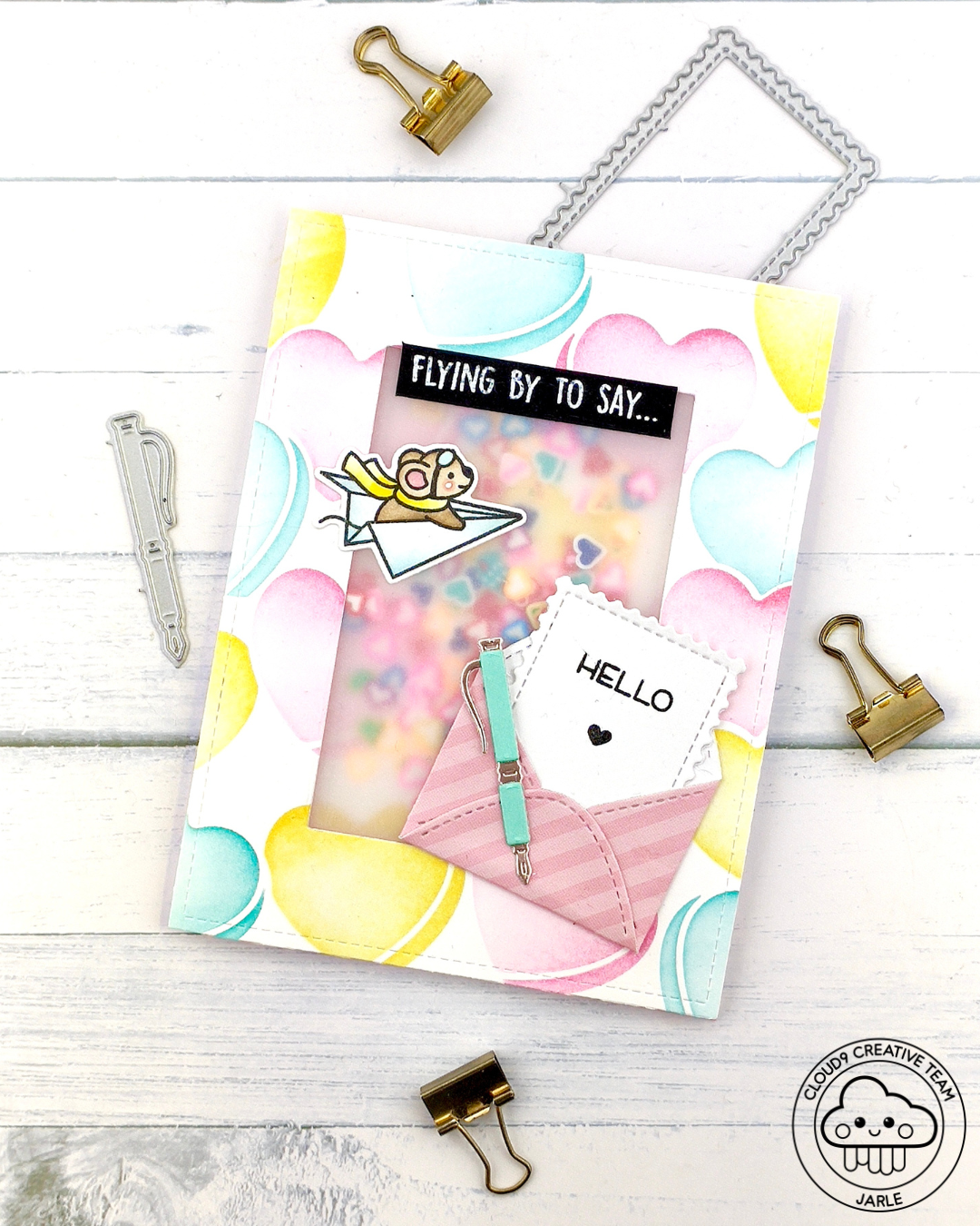 Friendship Shaker Card feat. Lawn Fawn Candy Hearts Stencils