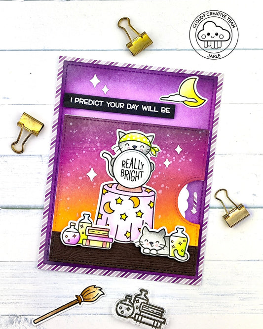 Interactive Halloween Card feat. Lawn Fawn Fortune Teller Tabby