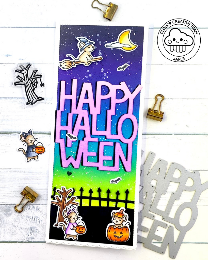 Halloween Slimline Card feat. Lawn Fawn Giant Halloween Portrait