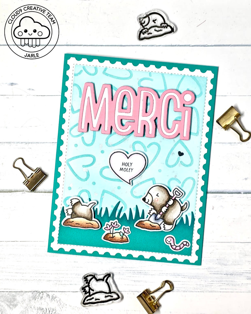 Thank You Card feat. Lawn Fawn Outline Hearts Stencil