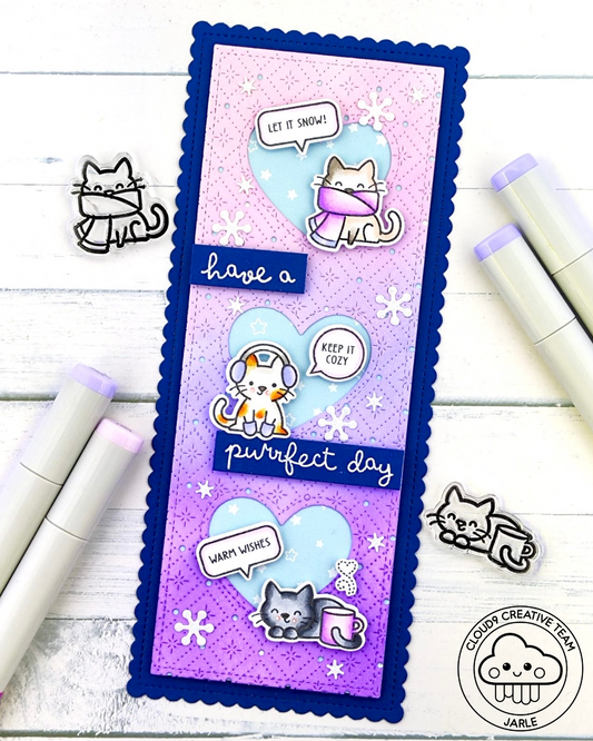 Slimline Winter Card feat. Lawn Fawn Quilted Diamond Backdrop