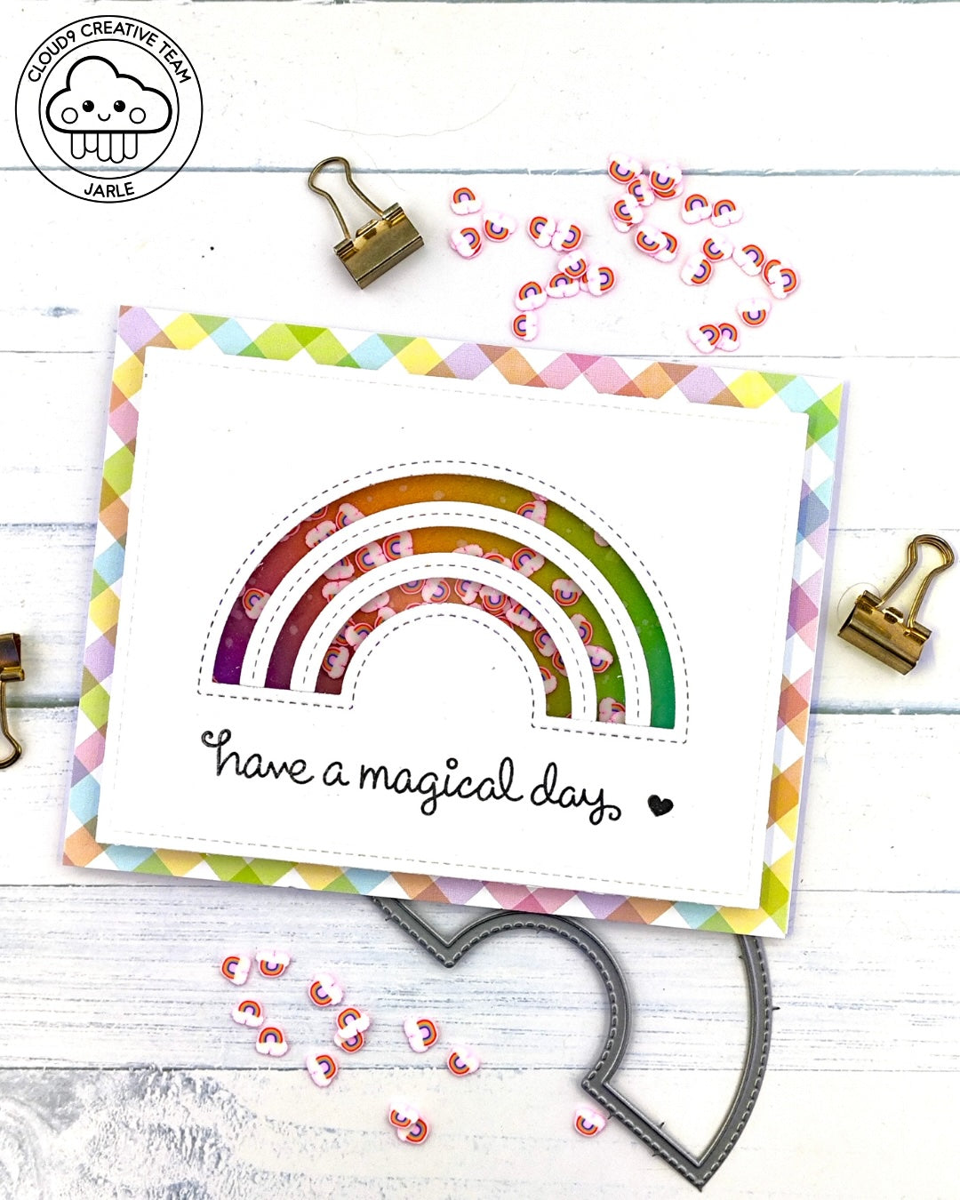 Rainbow Shaker Card feat. Lawn Fawn Rainbow Clay Pieces