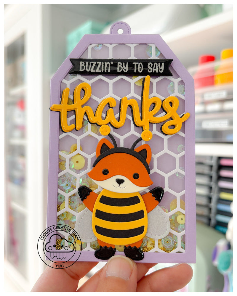 Thank You Shaker Gift Tag feat. Lawn Fawn Build-A-Critter Bug Costumes
