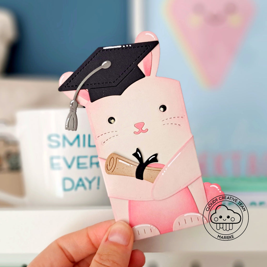 Graduation Shaped Card feat. Lawn Fawn Woodland Critter Huggers