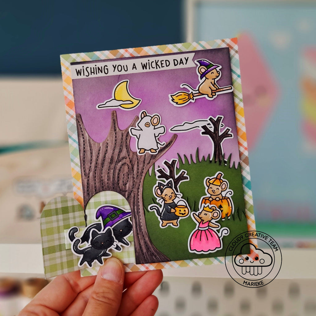 Halloween Birthday Card feat. Lawn Fawn Halloween Mice