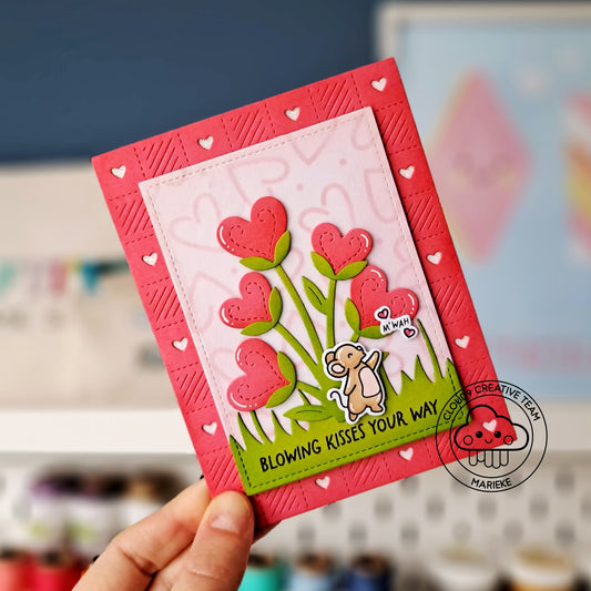 Friendship Card feat. Lawn Fawn Heart Blooms