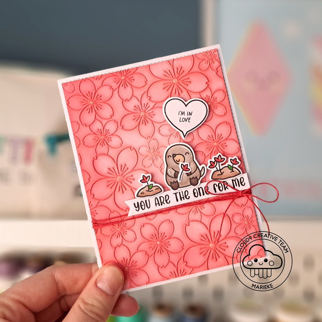 Valentine's Card feat. Vaessen Creative Cherry Blossom Embossing Folder