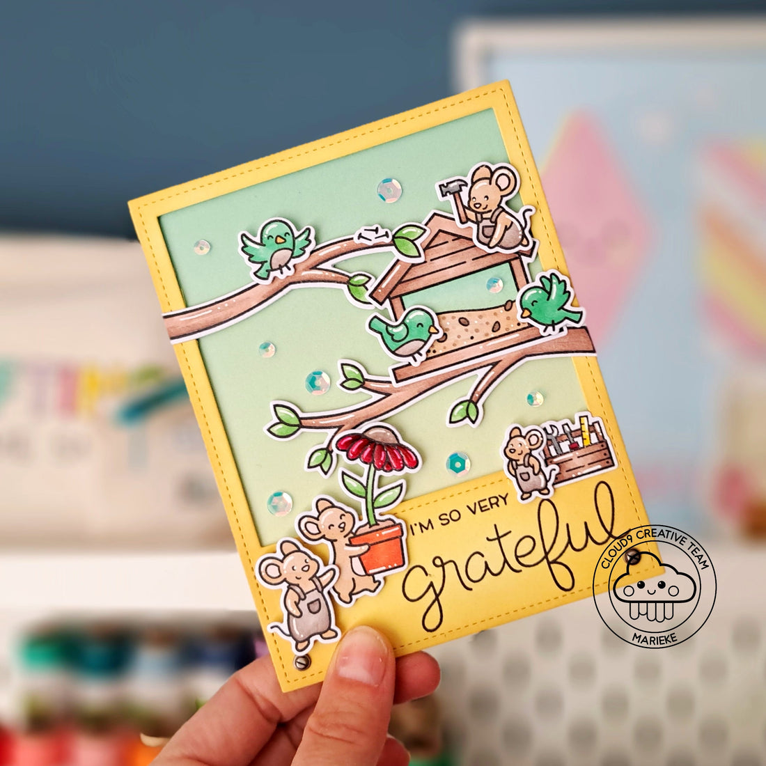 Father's Day Card feat. Lawn Fawn Backyard Bird Feeder