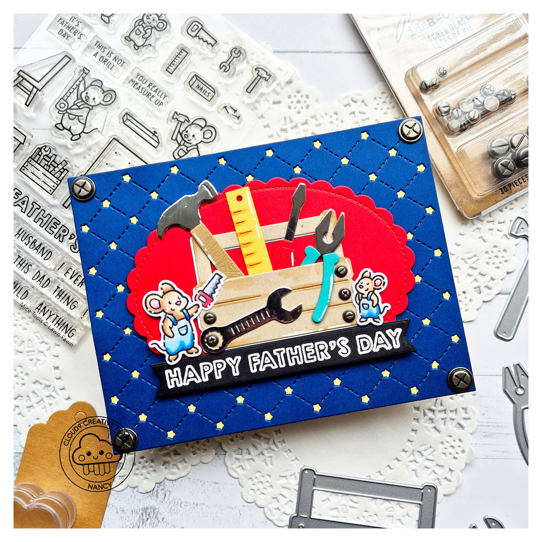 Father's Day Card with Lawn Fawn Build-A-Toolbox