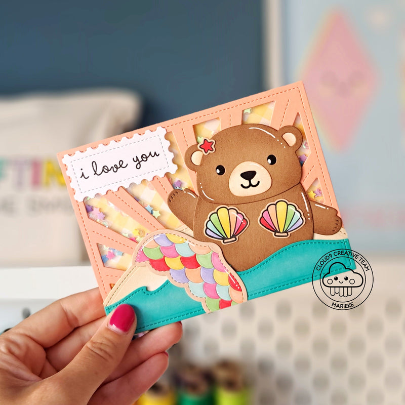 Mermaid Summer Card feat. Lawn Fawn Big Hugs Pop-Up