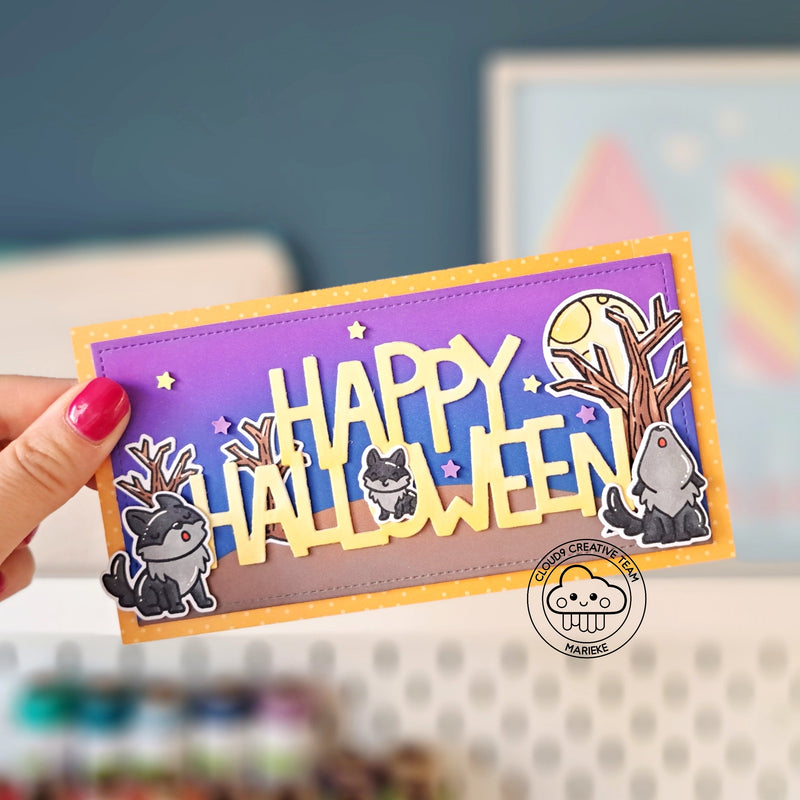 Mini Slimline Halloween Card feat. Lawn Fawn Giant Happy Halloween